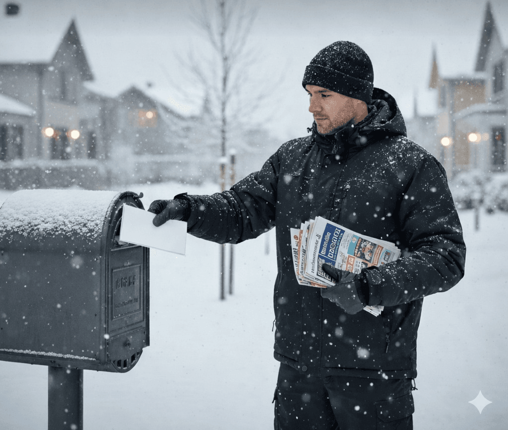 Winter newspaper delivery